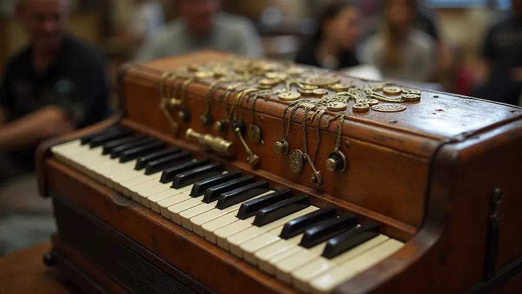 Antique accordion restoration detail