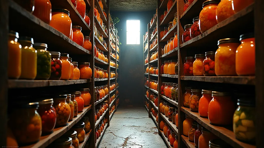 Cellar filled with preserved jars