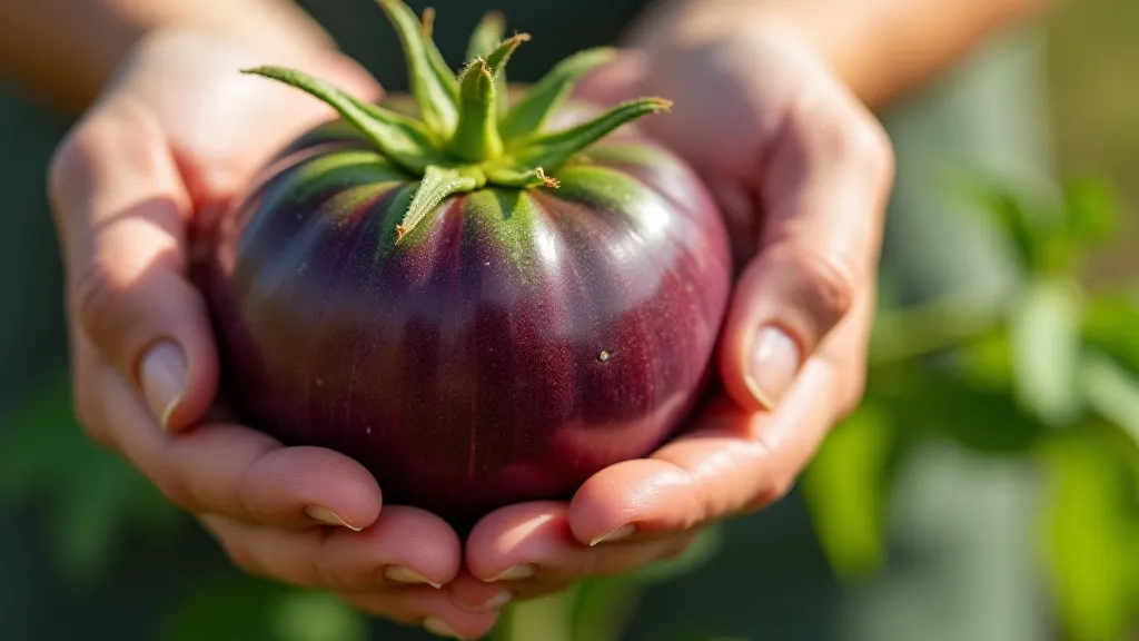 Ripe Cherokee Purple tomato