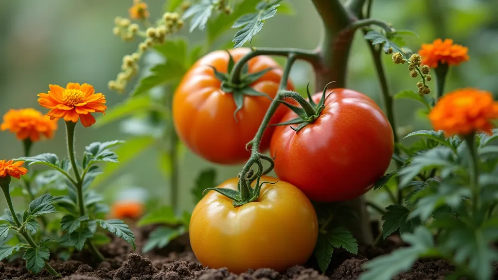 Close-up of a container tomato garden
