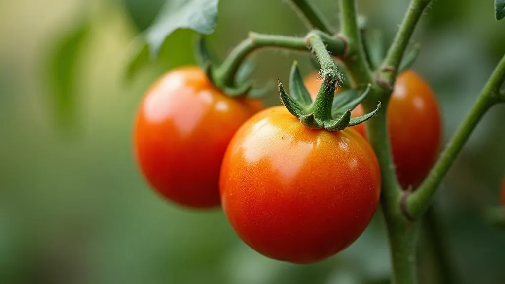 Close-up of a ripe heirloom tomato.