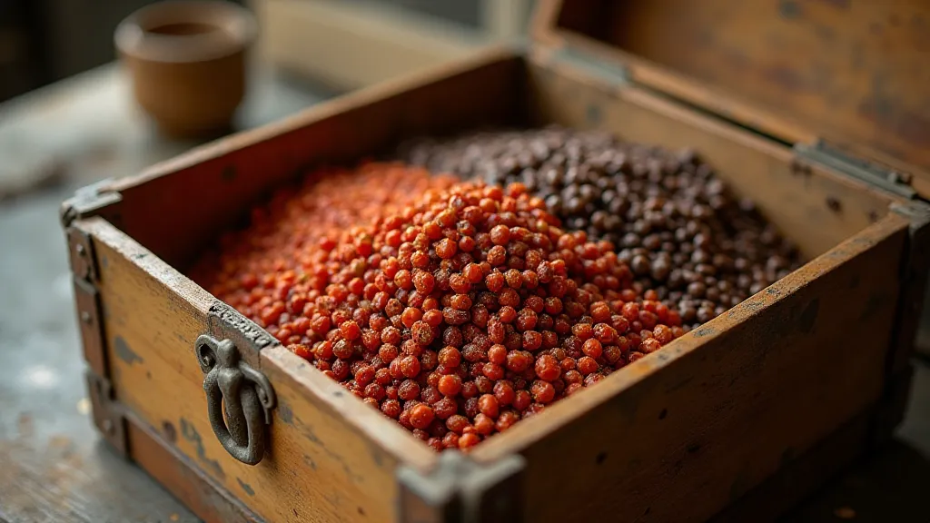 Vintage seed box filled with tomato seeds