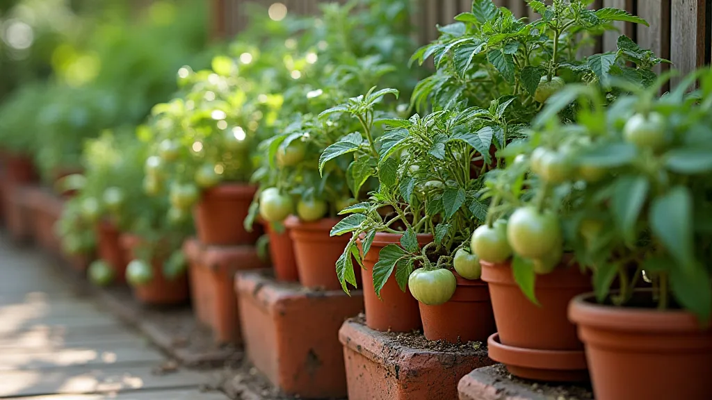 Tiered tomato container garden display